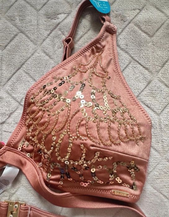 Nowy piękny strój kąpielowy dwuczęściowy cekiny XL 42 Censored