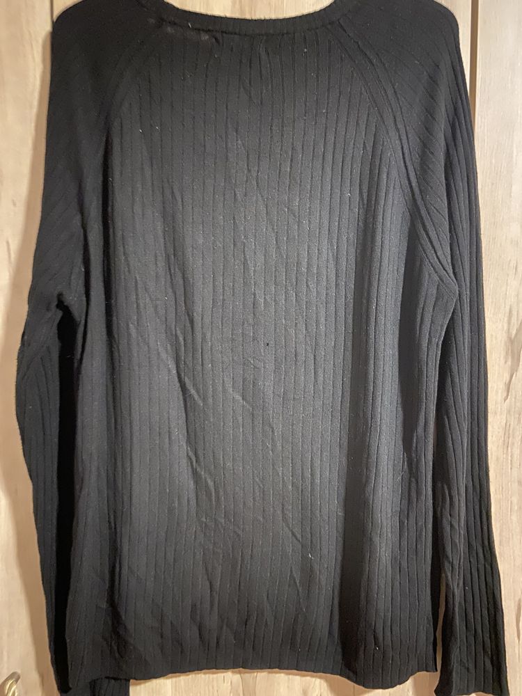 Zara Man L czarna bluzka męski cienki sweter w prążek Vintage Y2k