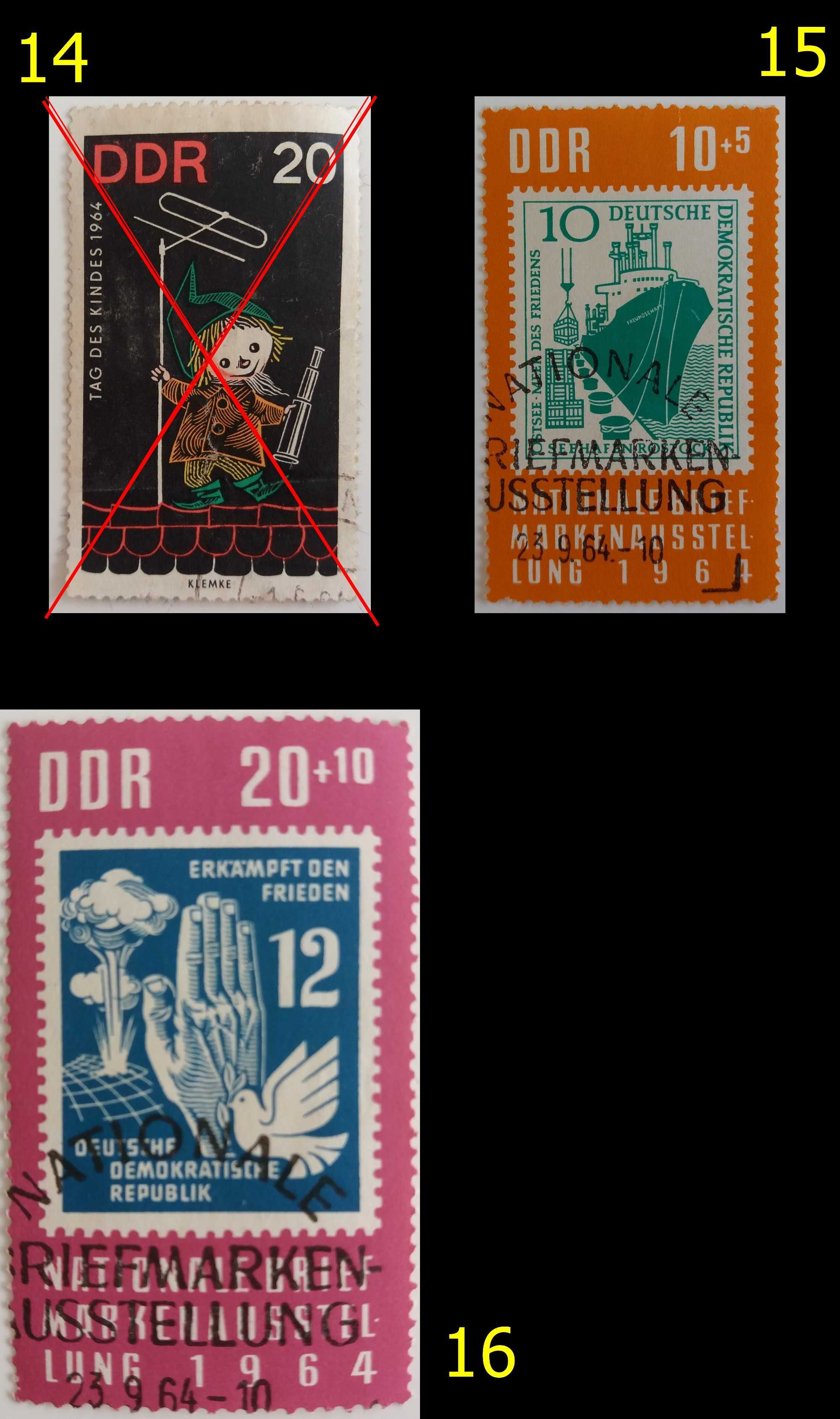 Znaczki pocztowe, NRD 1957-65, 20 sztuk