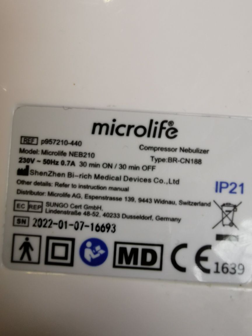 Zestaw do nebulizacji inhalator microlife jak nowy.