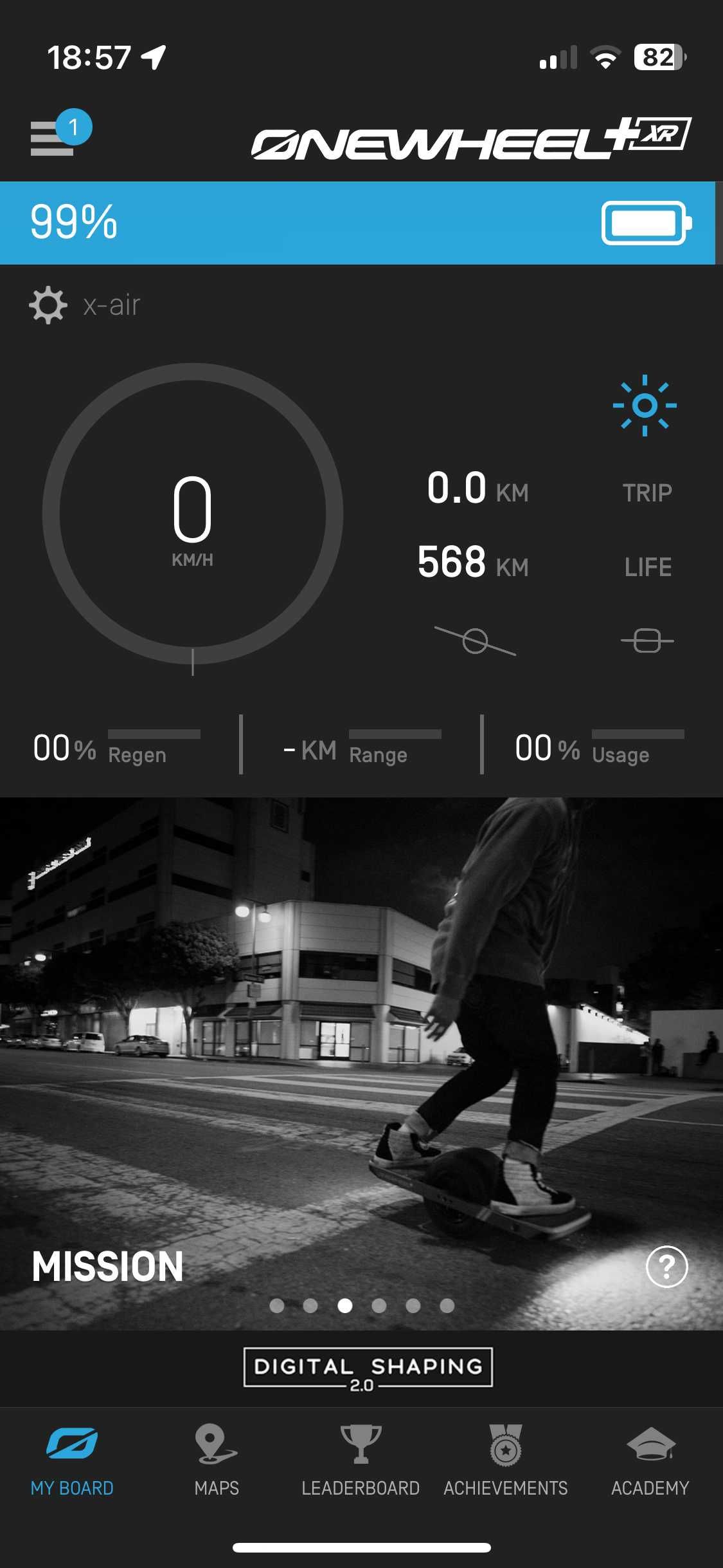 Onewheel XR + – 568 km – Customizado