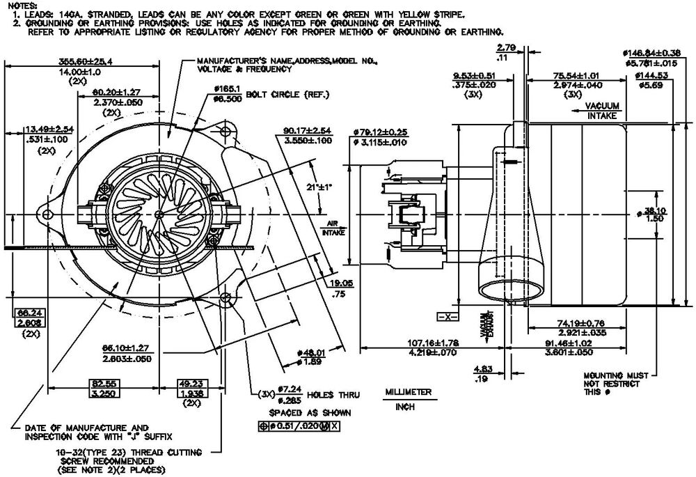 Silnik Ssący / Turbina Ssąca Odkurzacza 24V 640W Ametek