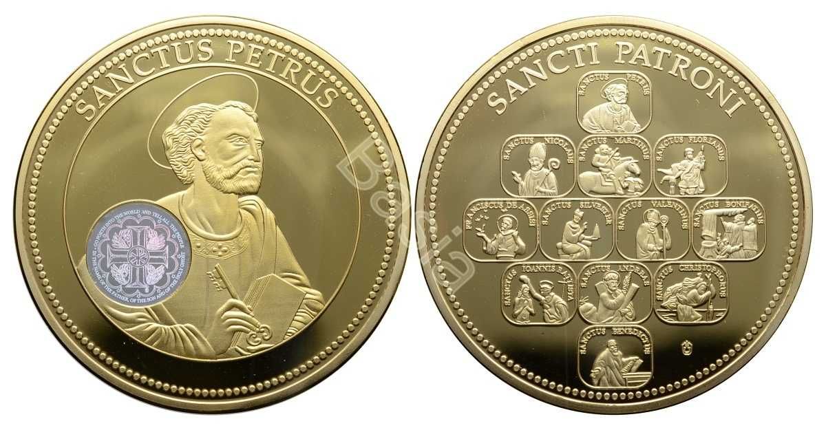 Medal Talar Święty Piotr Apostoł Złoto Srebrny Hologram Certyfikat