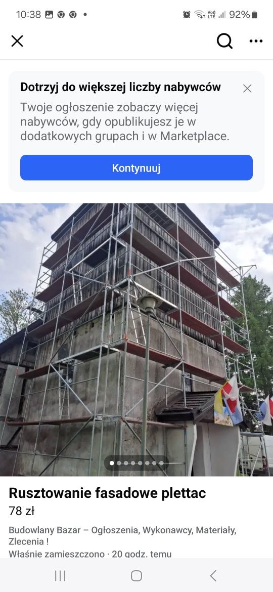 Rusztowanie fasadowe system plettac