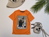 98 Garanimals USA pomarańczowa koszulka tshirt robiot DAD nowa