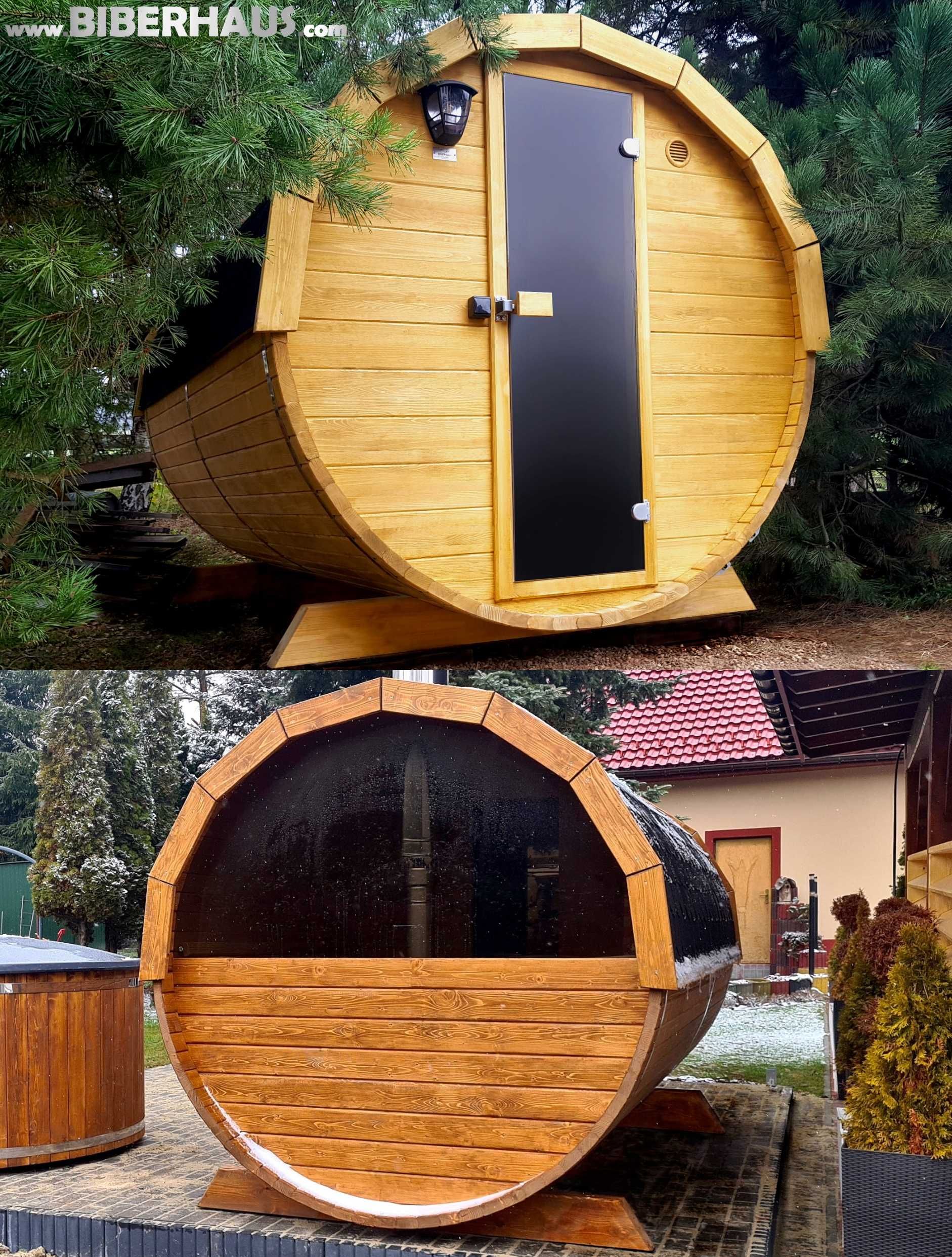 SAUNA Ogrodowa 200 cm + OKNO 50% + GRATIS Beczka 500L + Akcesoria