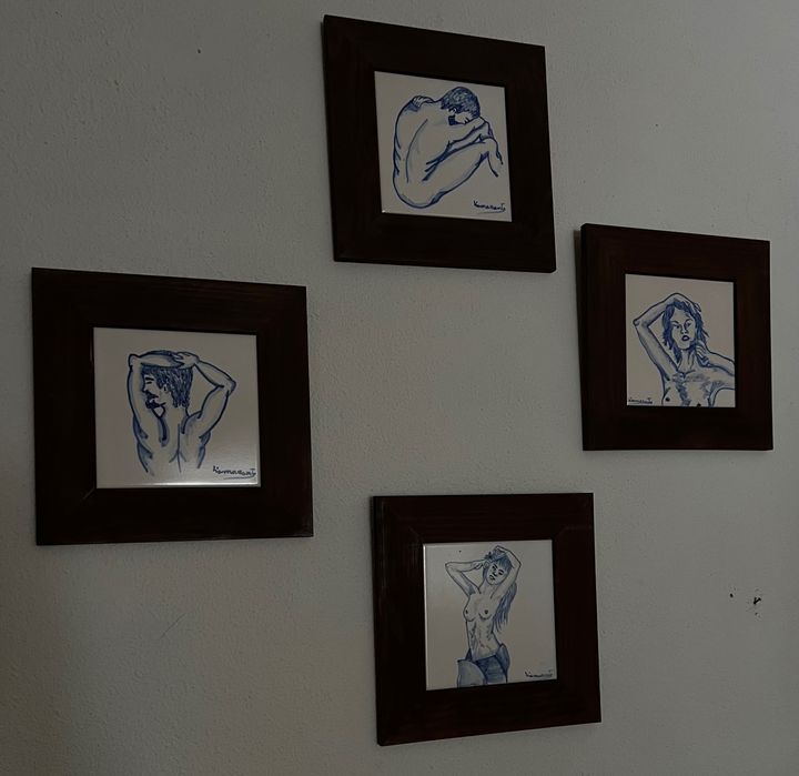 Quadro em azulejo pintados a mão