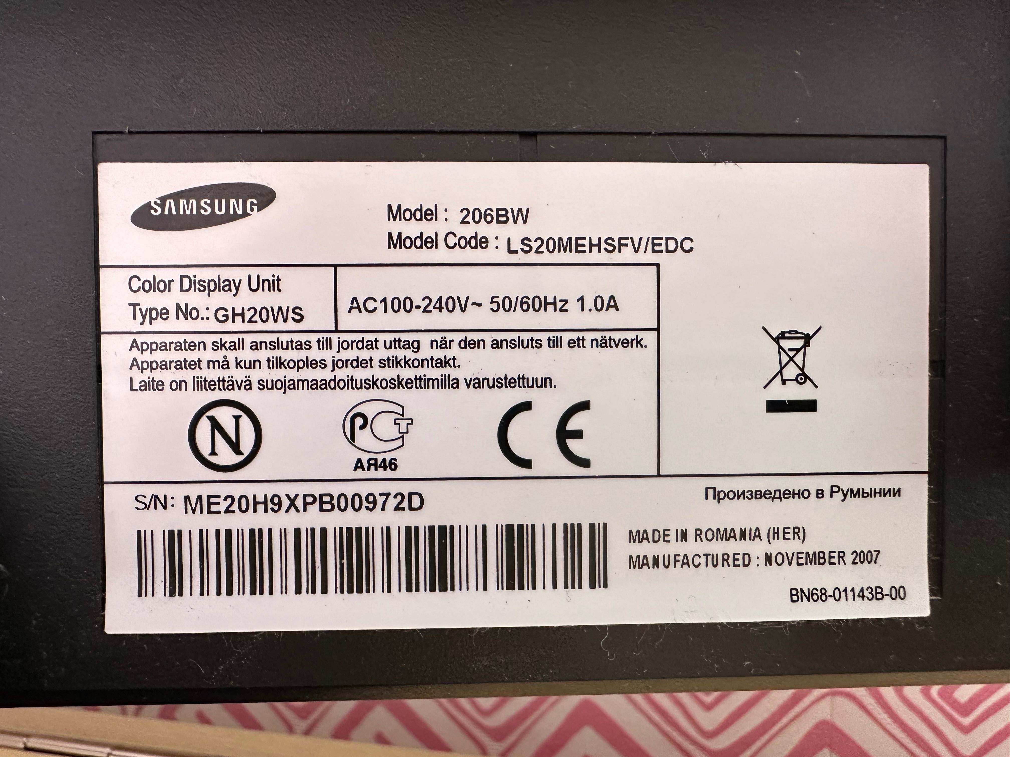 Монітор Samsung 206BW