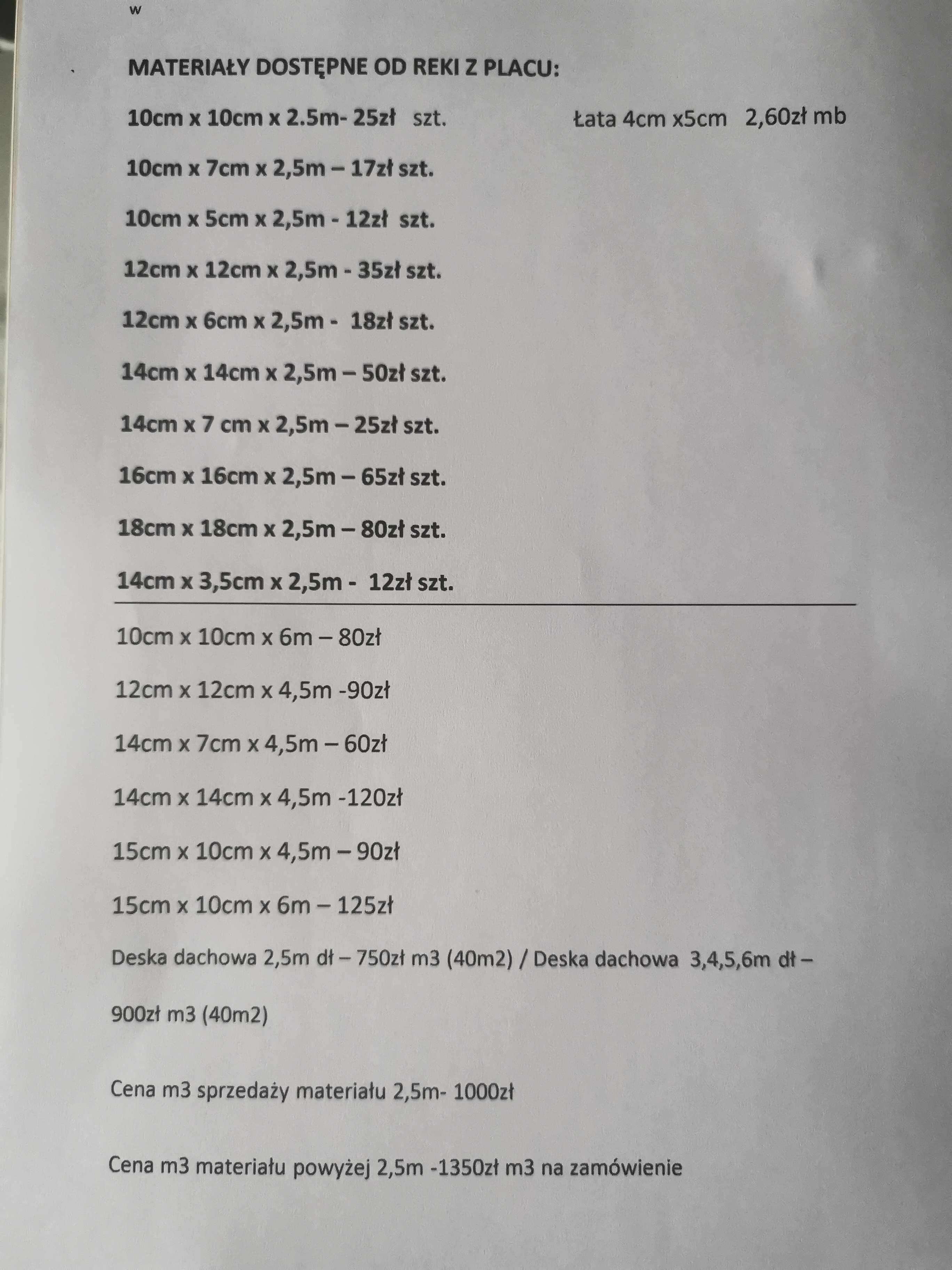 Kantówki, krokwie, deska elewacyjna, tarasowa , podłogowa, boazeria