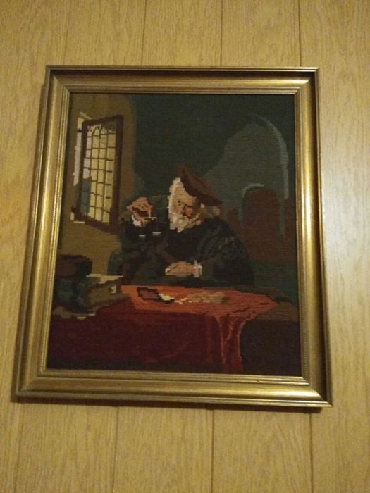 Gobelin w pięknej drewnianej ramie