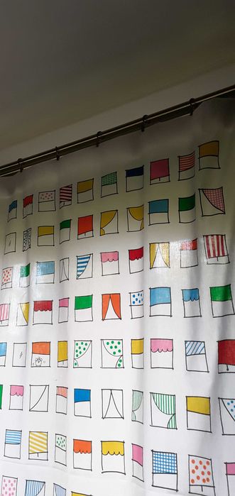 Zasłonki bawełniane krótkie wzór Okna