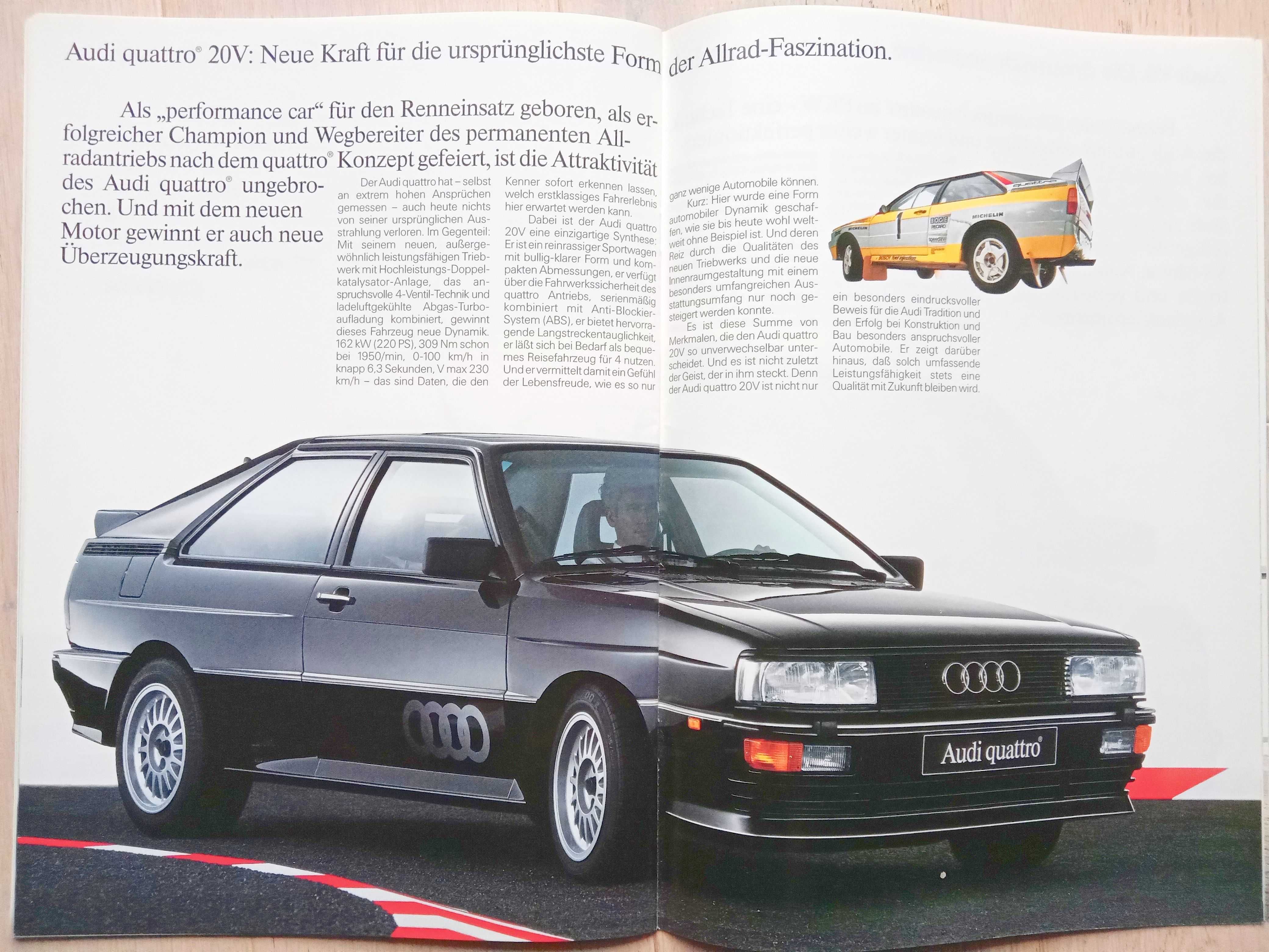 AUDI 1989 /80, 90, Coupe, 100, 200, Quattro, V8/ prospekt 56 str. BDB