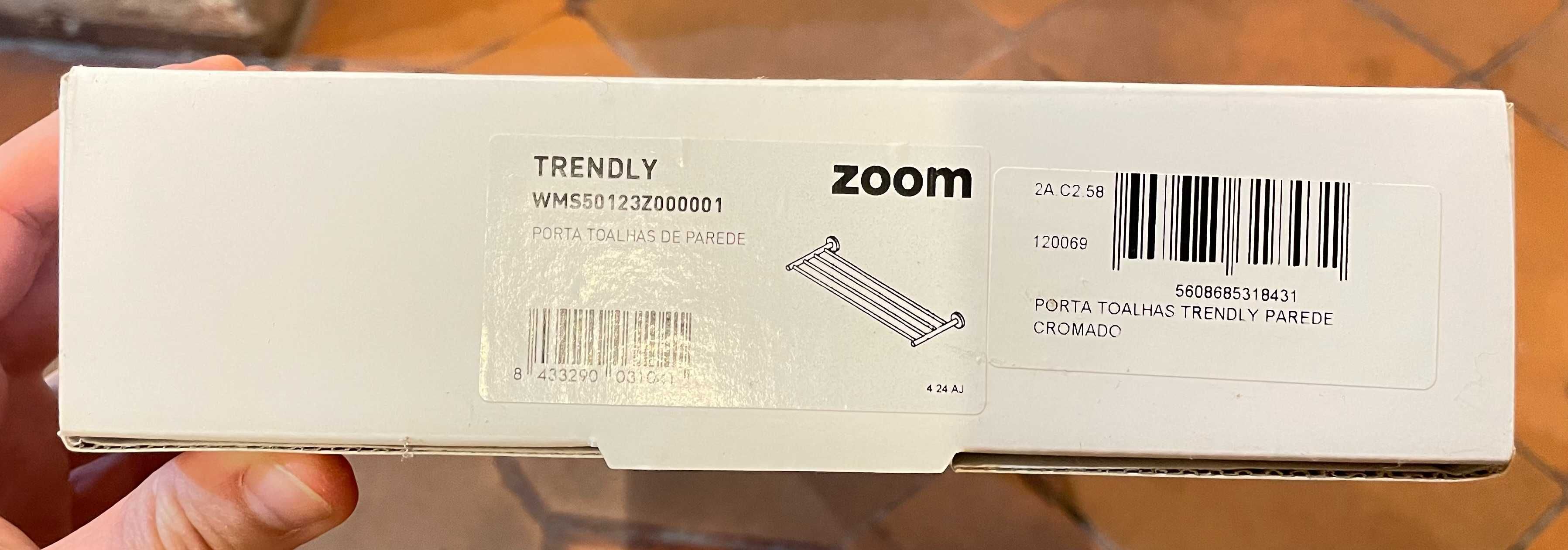 Toalheiro WC de parede cromado Roca Trendly Zoom