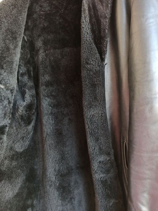 Чоловіча зимова шкіряна куртка цигейка лайка