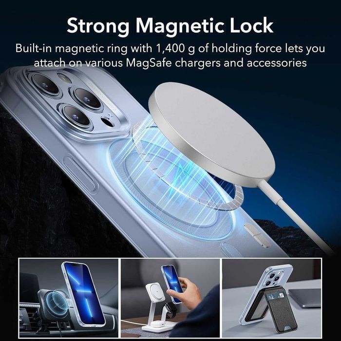 ESR Halolock etui magsafe do iPhone 14 Pro pancerne pół mat niebieski