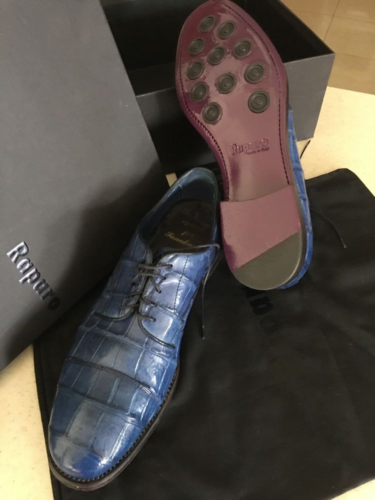 Роскошные туфли дерби крокодил Raparo оригинал ручная работа новые