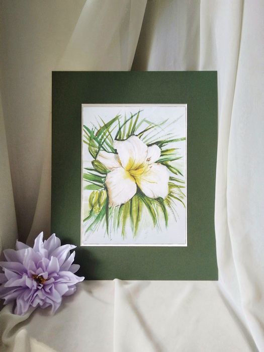 Akwarela biały kwiat