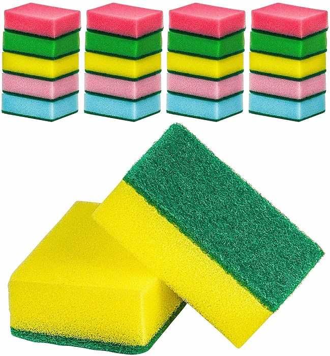 ZMYWAKI GĄBKI do mycia NACZYŃ MULTY 10SZT MIX kolorów kuchenne mocne