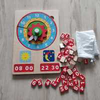 PlayTive drewniana układanka matematyczna zegar nauka godzin