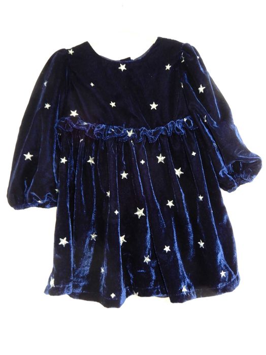 Sukienka welurowa granatowa gwiazdy wizytowa święta Matalan 92 98