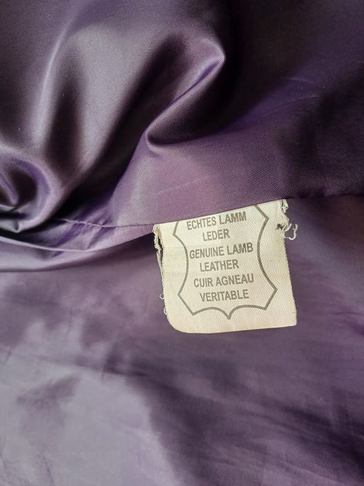 Kurtka damska skórzana Valentino M genuine lamb leather bordowa retro