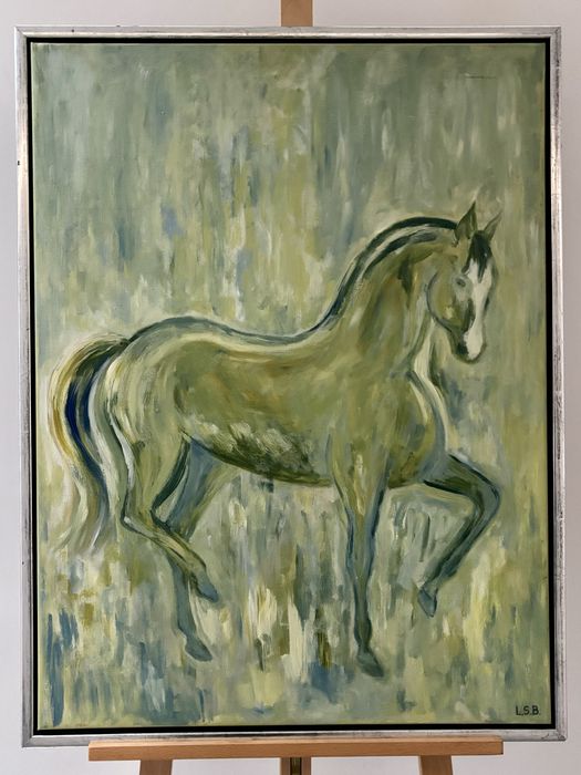 Niesamowita Impresja Koń w Galopie Sygnowany Obraz olejny na płótnie