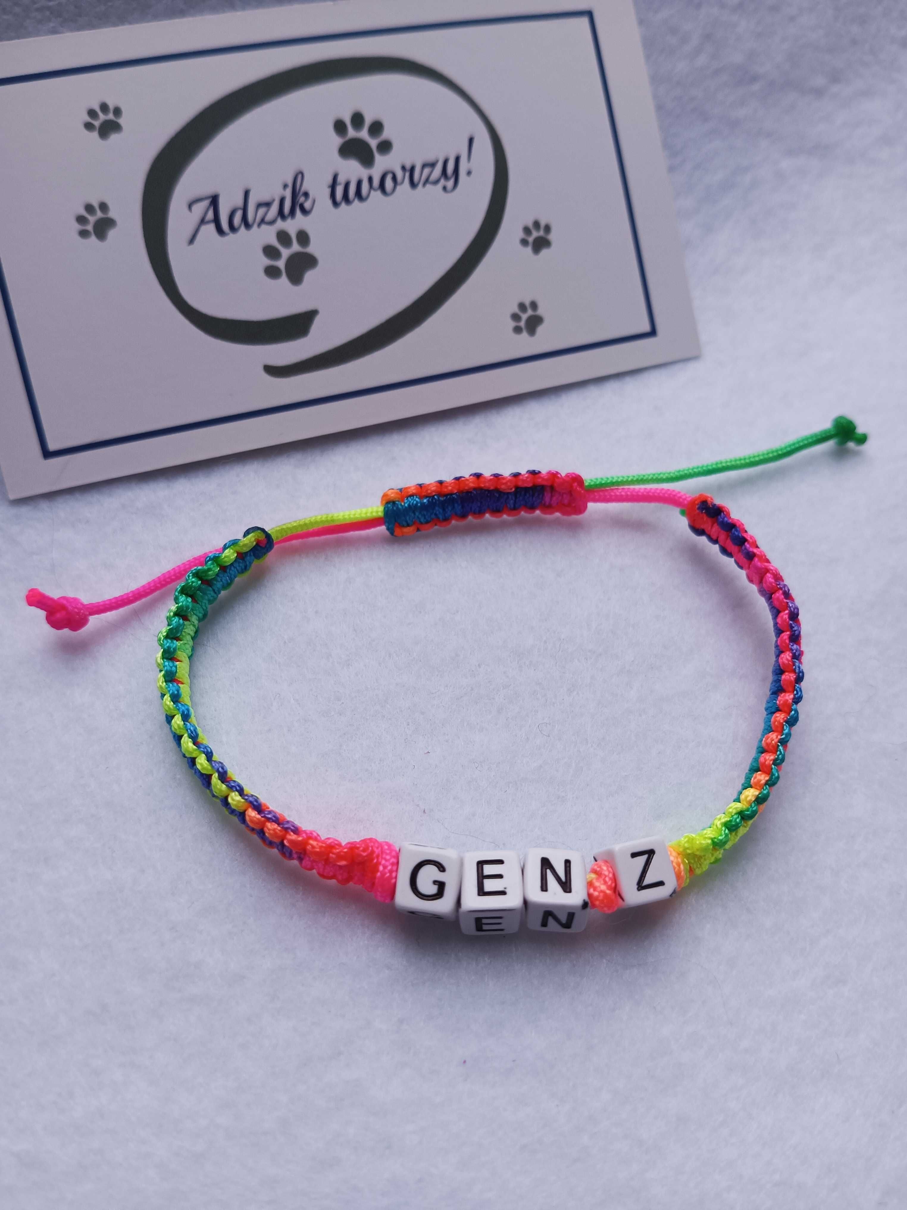 Kolorowa bransoletka sznurkowa GEN Z regulowana długość Nowa Handmade