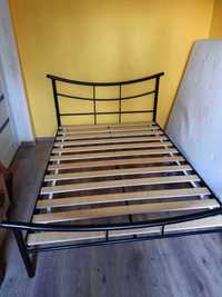 Łóżko metalowe stalowe 140x200 czarne Katana (materac gratis)