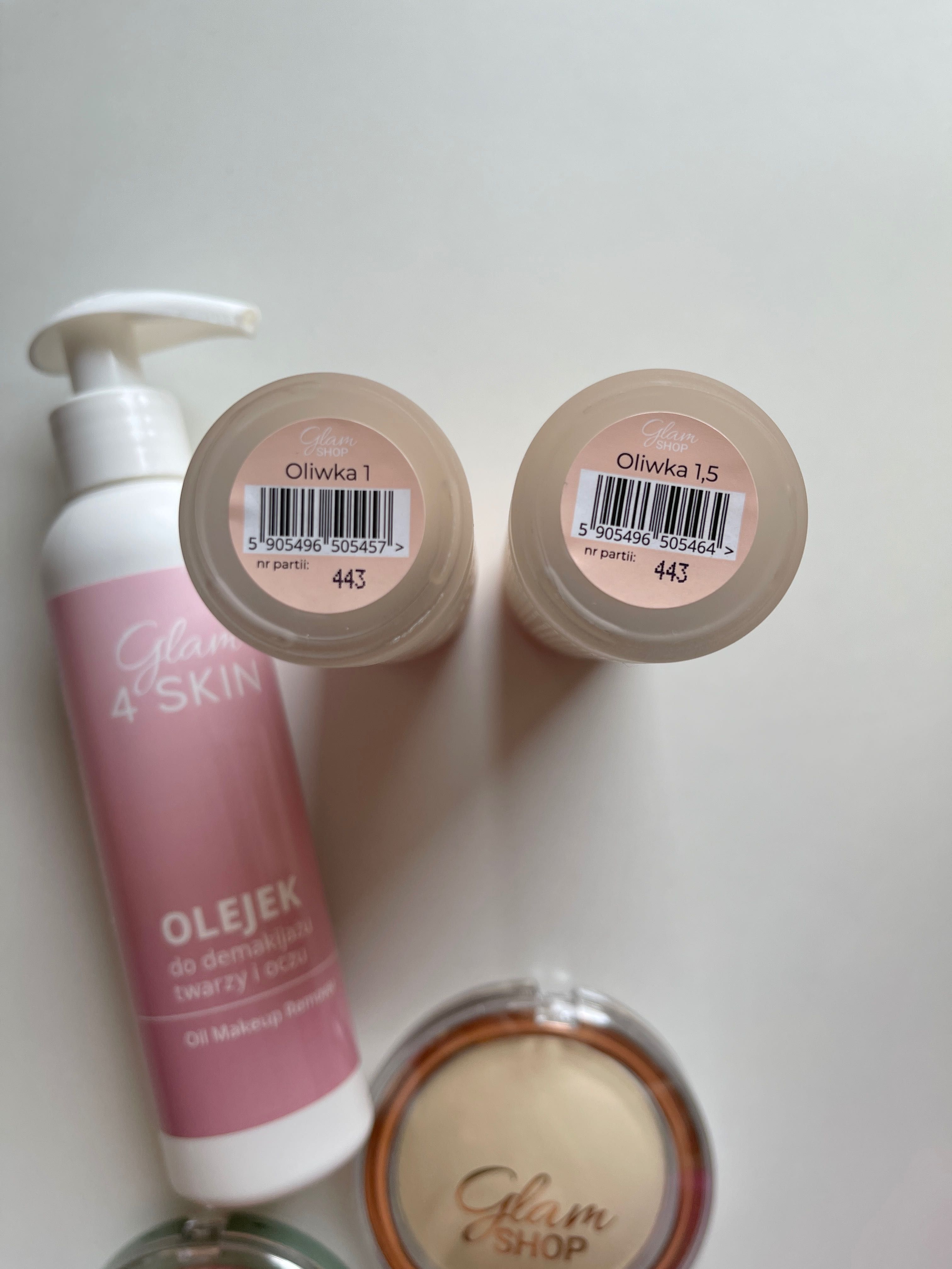 Glam shop ZESTAW podkład olejek do demakijażu GLAM 4 skin róż woalka