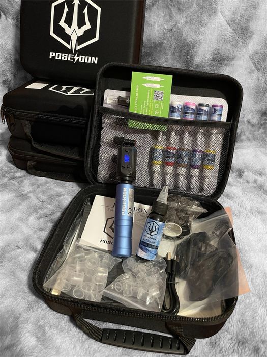 Тату наборв кейсе  беспроводная тату машинка краски иглы