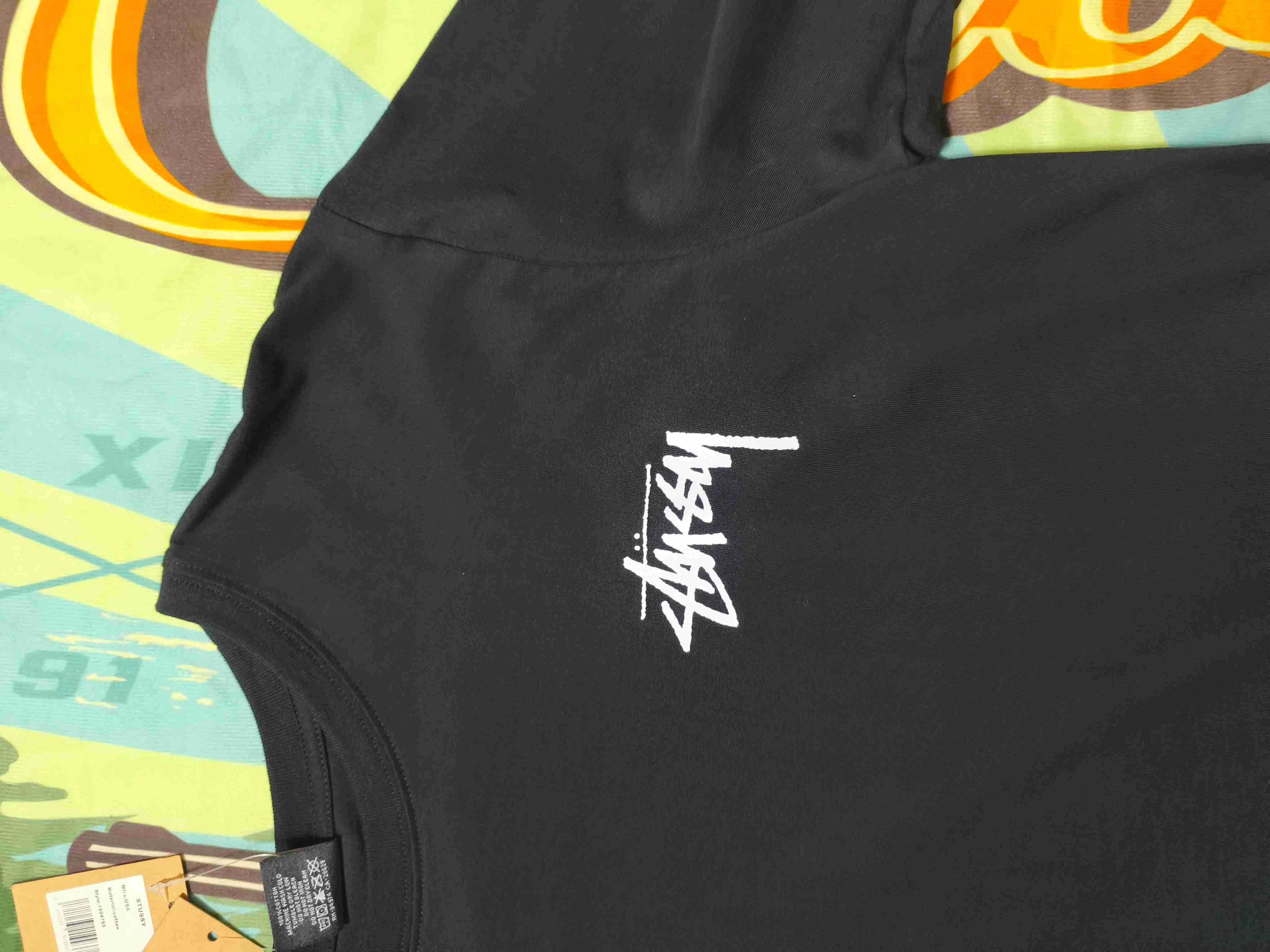 Stussy Męska Czarna Koszulka z Nadrukiem XL