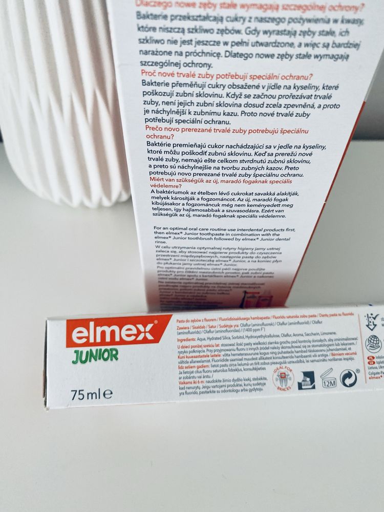 Zestaw Elmex junior pasta do zębów płyn
