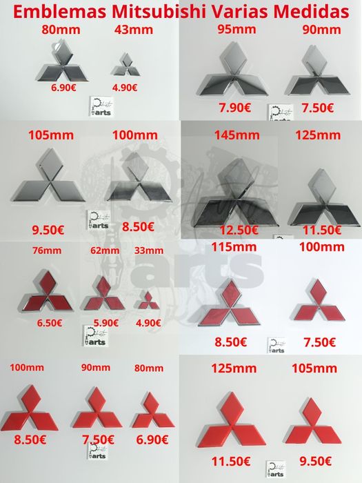 Emblema Símbolo (logótipo) mitsubishi vários tamanhos