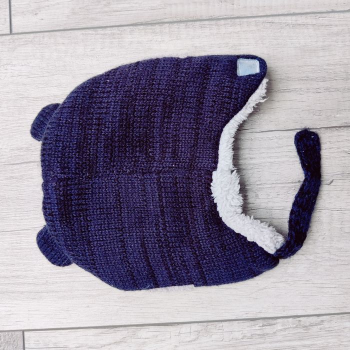 Ocieplana czapka chłopięca zimowa, polarowa miś, r. 49 (86, 1-2 lata)