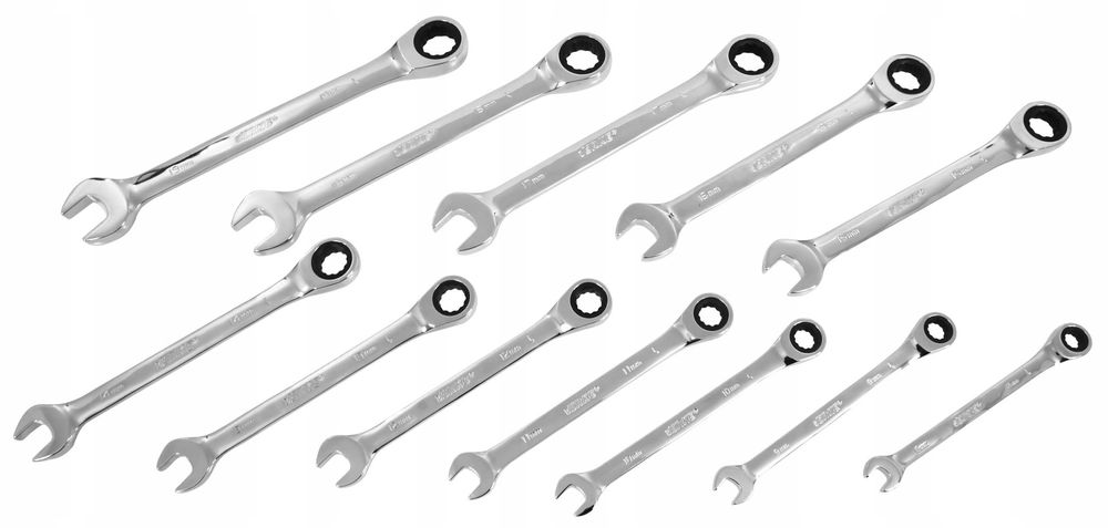 Klucze płasko oczkowe zestaw płachta 8-19mm  12szt