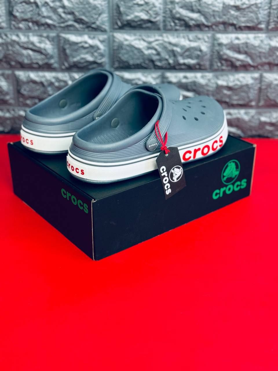 Мужские летние кроксы серые стильные удобные топовые Crocs