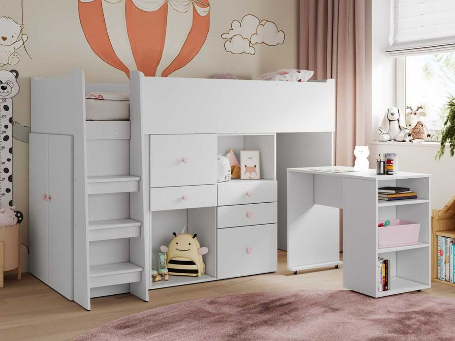 Łóżko dziecięce dla dziewczynki białe 203x140x107cm dostępne w 24h