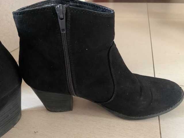 Czarne zamszowe botki Dorothy Perkins rozmiar 36