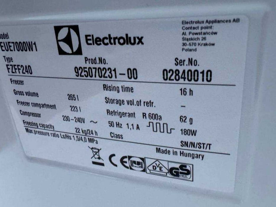 Морозильна камера б/в Electrolux 175см Білий No Frost #07549