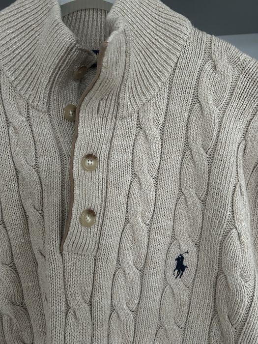 Sweter męski cardigan Polo Ralph Lauren L jedwab jedwabny beżowy