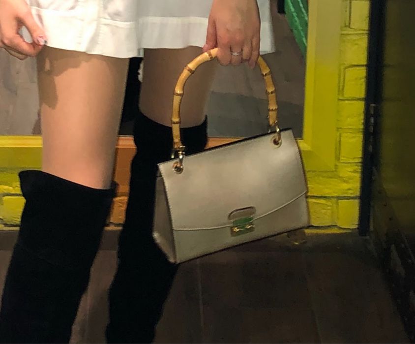 сумочка шкіра | золотий колір | бамбук ручка | Ітаіля виробиник