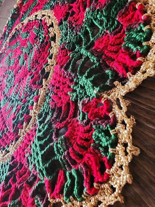 Guardanapo de mesa em croché, toalha 50 cm nas cores do Natal