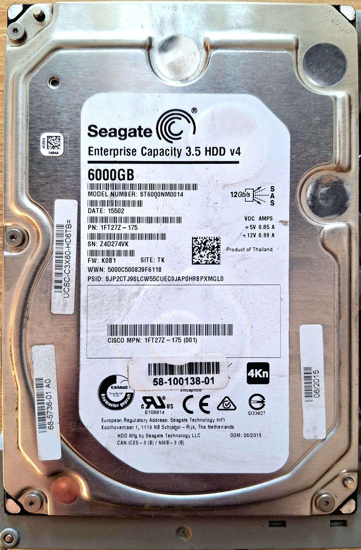 4 Dyski Seagate 6TB ST6000NM0014 SAS 12GB/s HDD