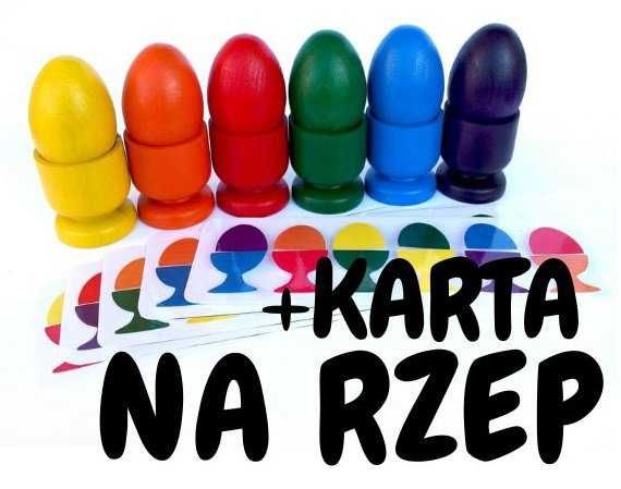 Sorter kolorów jajka układanka lewopółkulowa Montessori +karta na rzep