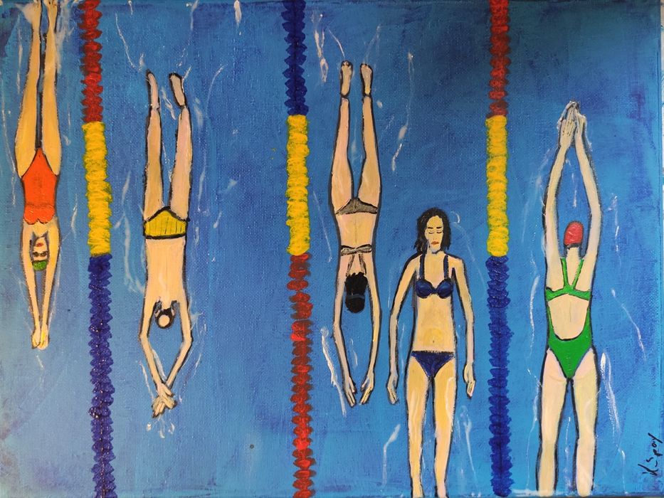 Spokojny rytm. Basen z góry. Obraz