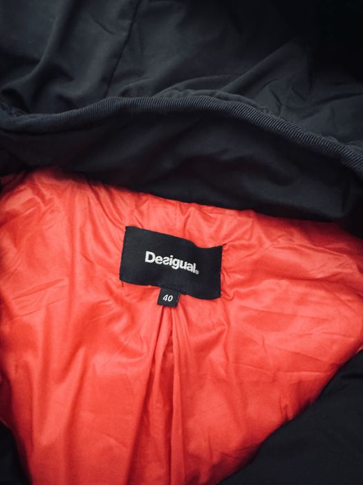 Desigual Pikowany płaszcz/kurtka ocieplana, kaptur damska L extra stan