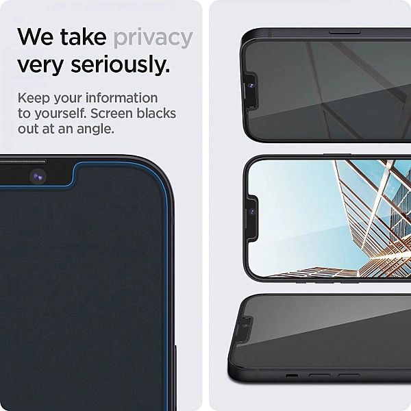 2x Szkło Hartowane Spigen Ez Fit Privacy do iPhone 13 / 13 Pro