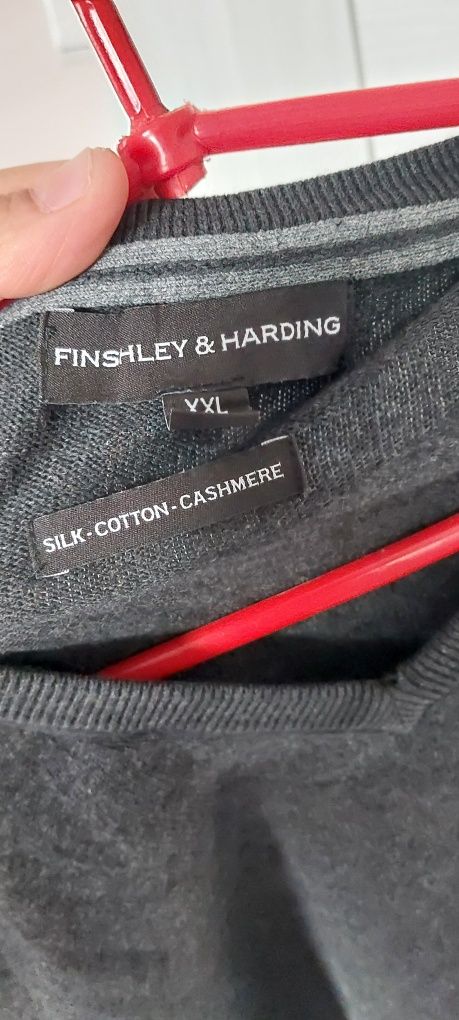 Sweter sweterek szary męski dekold w serek xxl finshley&harding