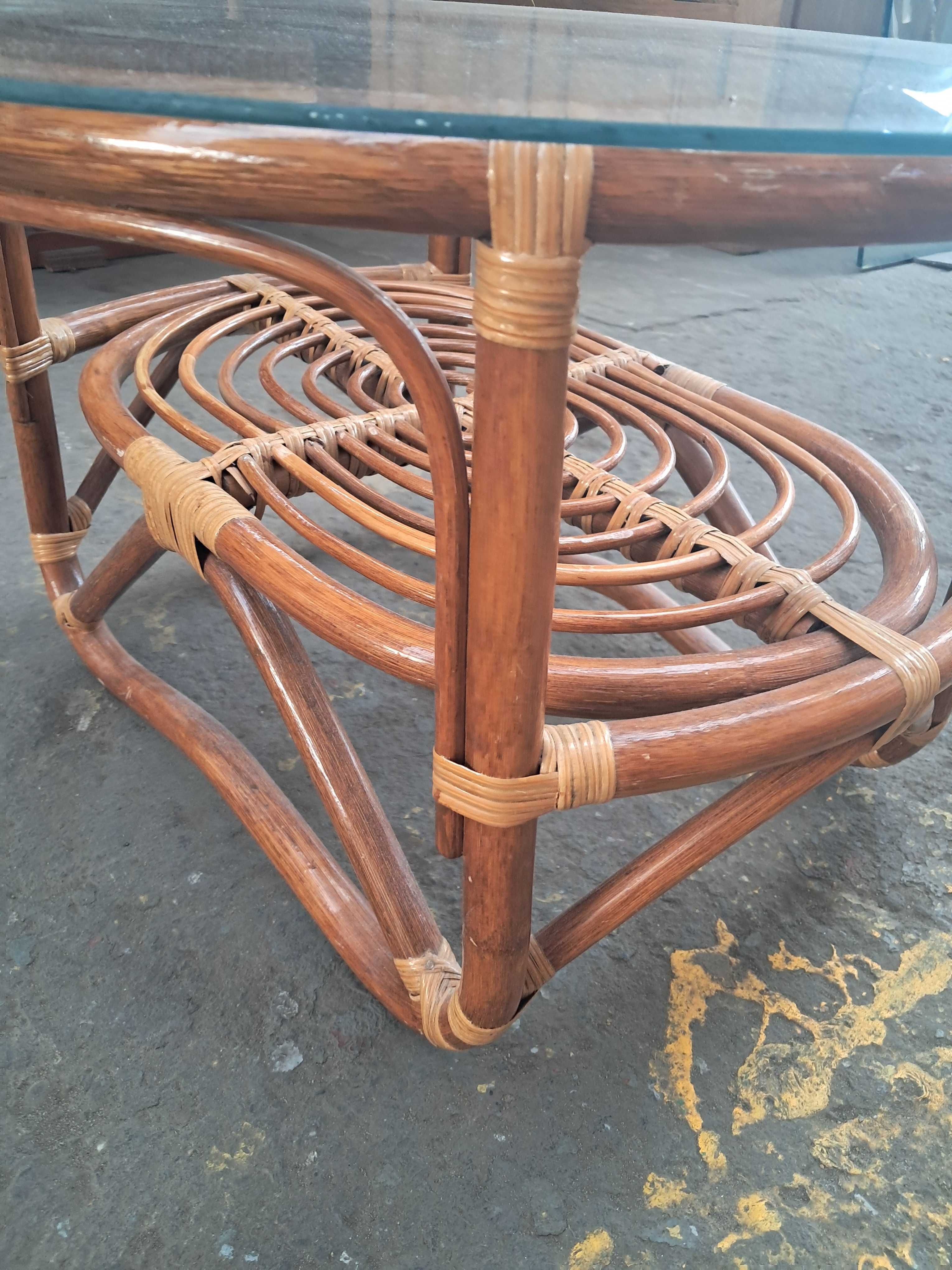 Stolik kawowy ,rattan,szkło