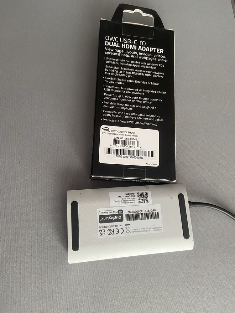 Przejściówka Macbook USB-C HDMI DisplayLink Gwarancja